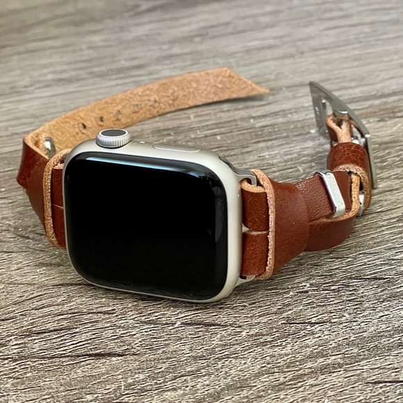 Brown Grain Leather Strap Apple Watch Band All Series Women Fashion Bracelet main image 4